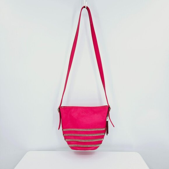 Coach Whiplash Mini Duffel Bag Hot Pink Gold Metallic Stitching Crossbody Strap - Picture 1 of 13